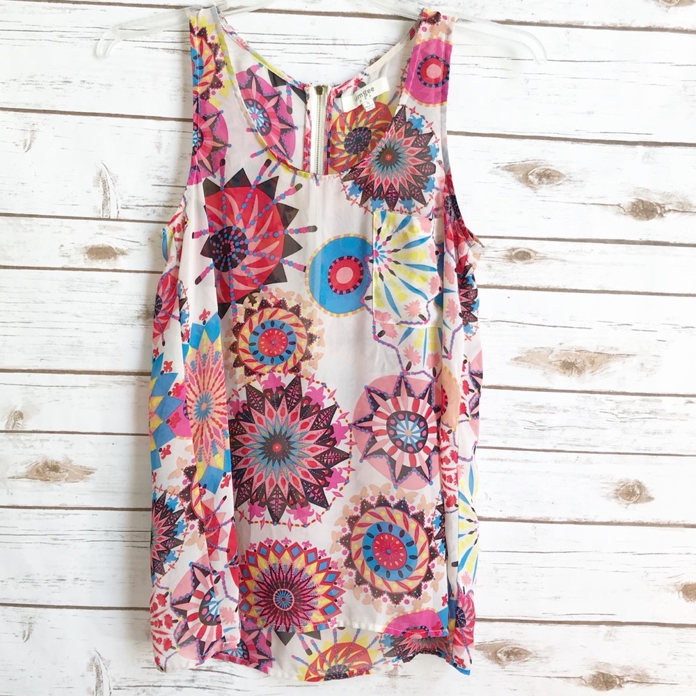 Umgee Sheer Sleeveless HighLow Top Size Small